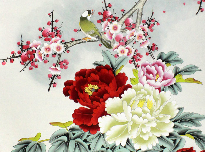 凌雪装饰牡丹梅花图花开富贵- 牡丹画- 99字画网