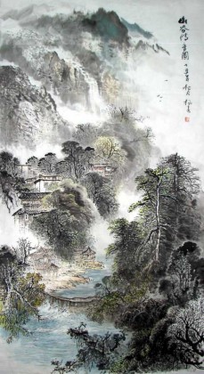 名家杨春山水国画《幽谷清音图》 - 写意山水画 - 99