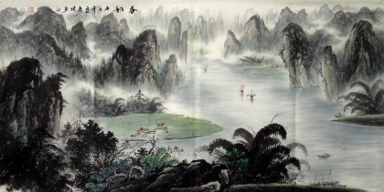 四尺中国画青绿山水《山水甲天下》 - 山水画- 99字画网