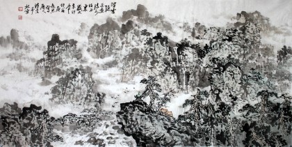 【已售】庾超然四尺山水画《浮云随近远》