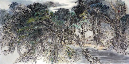 【已售】杨春四尺山水画《元宝山密》