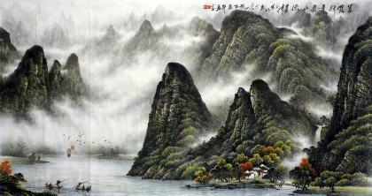 【已售】李宗峻六尺精品国画《碧莲晨雾》