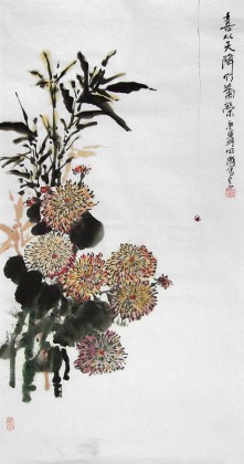 SK装饰画《喜从天降竹菊荣》