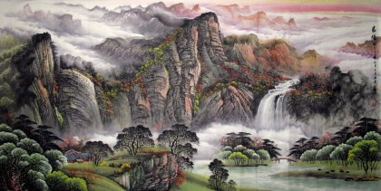 【已售】八尺精品山水画《晨曦》