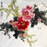 【已售】王芳四尺斗方牡丹画《春艳》