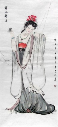 【已售】李立辰三尺国画《贵妃醉酒》(询价)