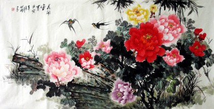 中国画牡丹图《花开富贵》 - 牡丹画- 99字画网