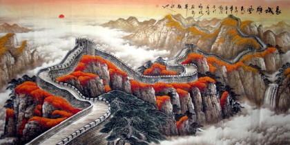 八尺中国画万里长城- 写意山水画- 99字画网