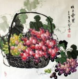 【已售】四尺斗方国画葡萄《硕果累累》