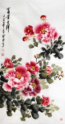 名家王宝钦国画牡丹《紫气东来》 - 牡丹画 - 99字画网