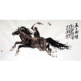 【已售】著名画家王向阳四尺作品《马上封侯》