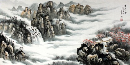 【已售】徐来选四尺山水画作品《川北小景》