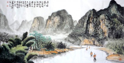 桂林风景国画- 写意山水画- 99字画网