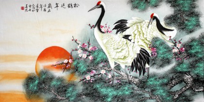 祝寿国画《松鹤延年》 - 松鹤图- 99字画网