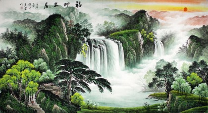 客厅聚宝盆山水画《福地安居》 - 聚宝盆山水画 - 99