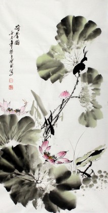 【已售】王宝钦三尺花鸟画《荷香图》(询价)