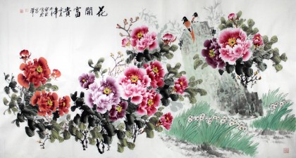 王宝钦六尺锦鸡牡丹图《花开富贵》(询价）