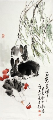 【已售】王向阳小三尺国画《玉兔呈祥》(询价)