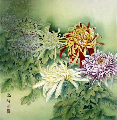 工笔画菊花 花鸟画 99字画网