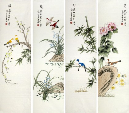 工笔画梅兰竹菊 - 花鸟画 - 99字画网