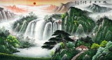 【已售】吴东六尺聚宝盆山水画《旭日东升》