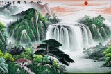 【已售】吴东六尺聚宝盆山水画《流水生财》