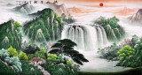 【已售】吴东六尺聚宝盆山水画《流水生财》