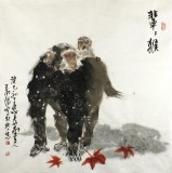 QA王向阳四尺斗方水墨动物画《辈辈猴》