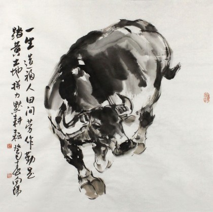 国画牛水墨动物动物- 国画牛- 99字画网