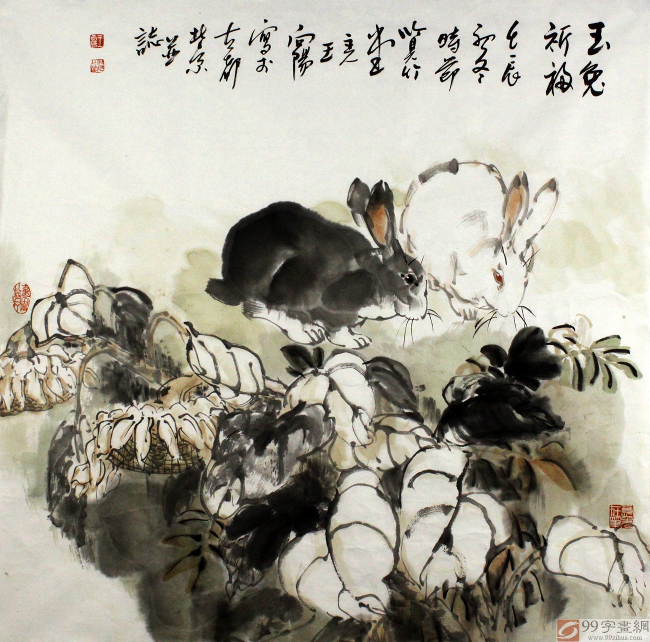 著名动物画家王向阳国画兔子玉兔祈福 - 动物画 - 99