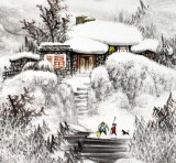 SK名家赵金鸰太行雪村系列之四尺《山里人家》(询价)