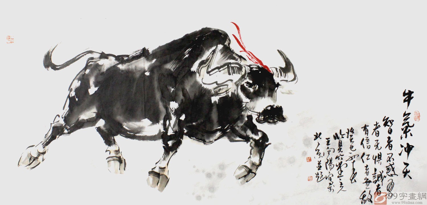 国画动物第一人王向阳 国画牛 - 动物画