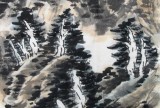 李绍山四尺三开山林水墨画《笔致清远》