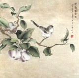 【已售】青年画家刘洋四尺斗方花鸟画《果熟来禽图》