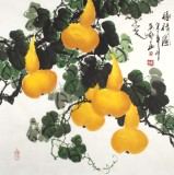 【已售】四尺斗方招财辟邪葫芦画《福禄图》