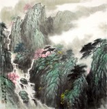 【已售】程冰石四尺斗方精品山水画《听泉》