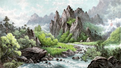 【已售】四尺朝鲜山水画《金刚峡谷》