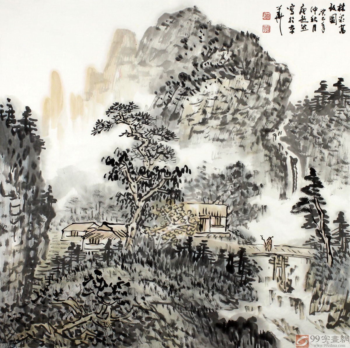 首页 传统水墨 山水画 写意山水画【作品简评】(99字画网艺术评论员