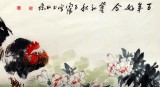 QA国画名家王向阳四尺百合大鸡图《百年好合》