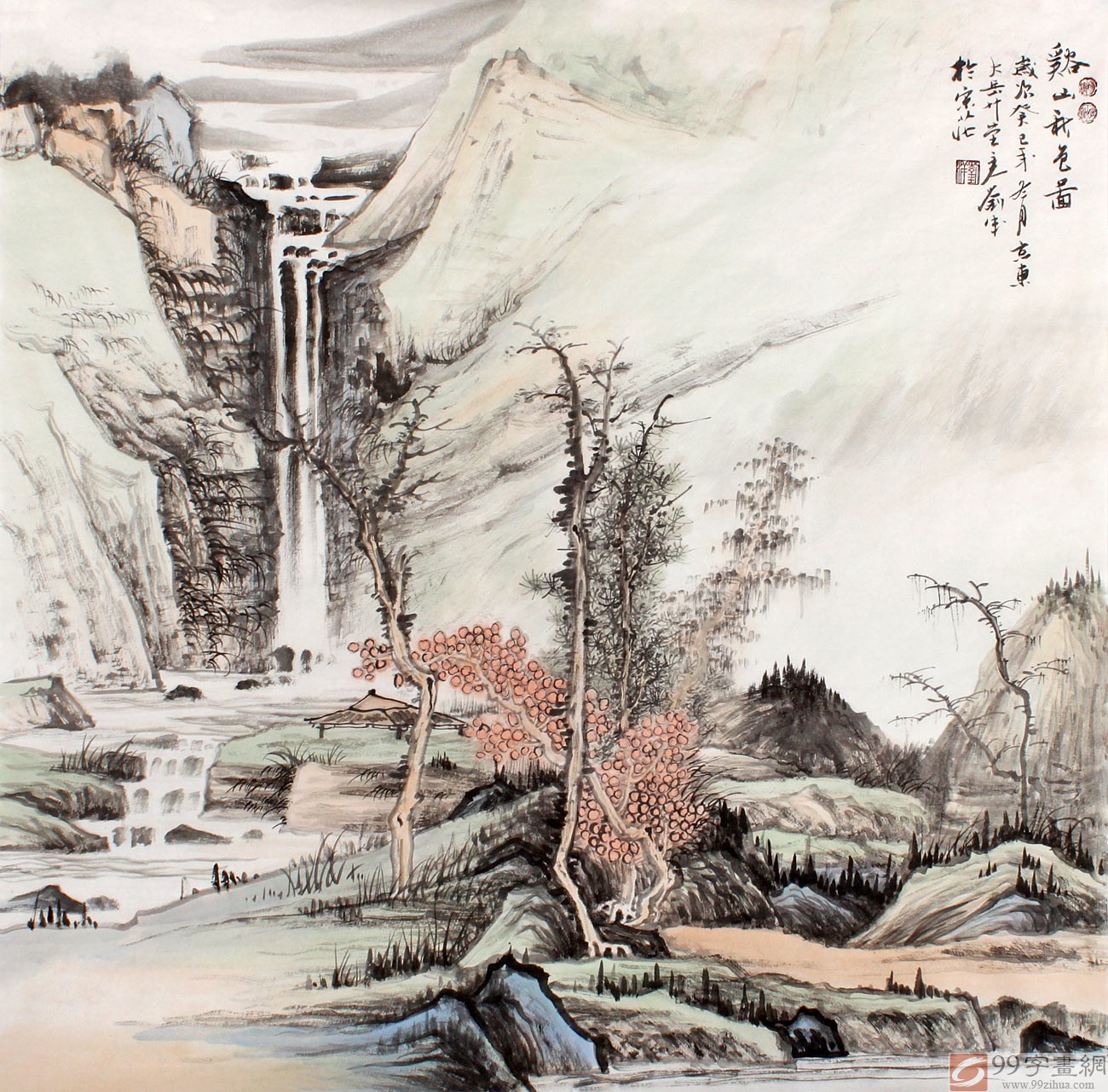 小幅国画秋天山水画,名家画山水画,画山水画(第4页) 大山谷图库