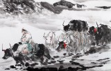 QA中美协会员 画坛名家王向阳四尺牦牛图《朔风吹银雪》