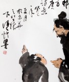 QA陈漫之四尺斗方人物国画《借问酒家何处有》（询价）