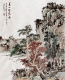 【已售】刘洋四尺三开精品山水画《春山待渡图》