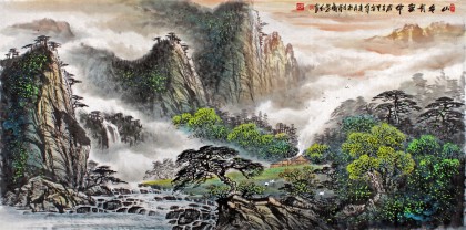 【已售】张慧仁四尺彩墨山水画《山色有无中》