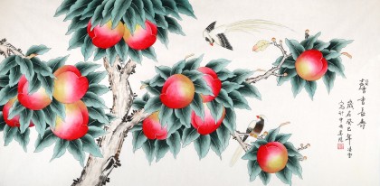 北京美协凌雪四尺桃子《馨香长寿》