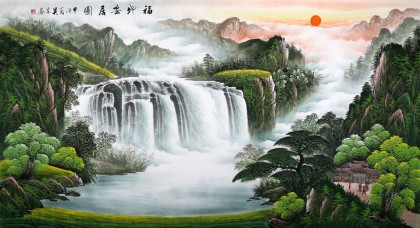 【已售】吴东六尺聚宝盆山水画《福地安居图》