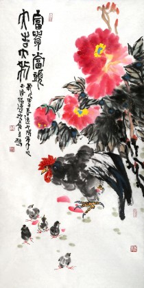 花鸟画家曲逸之四尺作品《富贵当头》