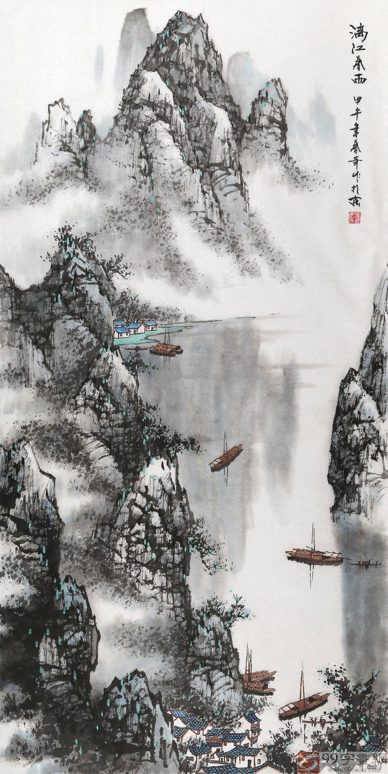 首页 传统水墨 山水画 写意山水画  品名:漓江春雨              材质
