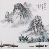 SK北京美协张春奇四尺斗方山水画《漓江春雨》（询价）