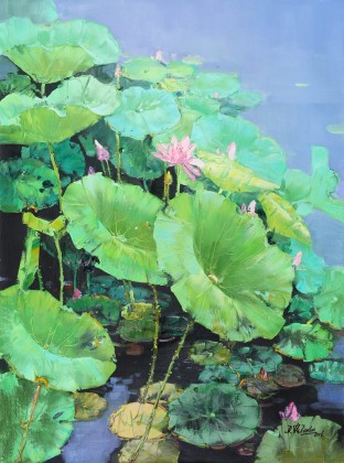 【已售】郭莹 《出水芙蓉》北京著名女油画家